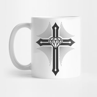 The cross of Christ and the diamond heart Mug